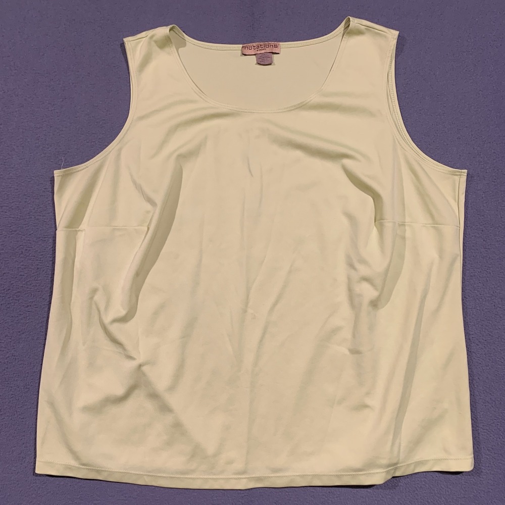 Notations Tank Top Women 3X Chartreuse Green Scoop Neck Sleeveless Basic USA